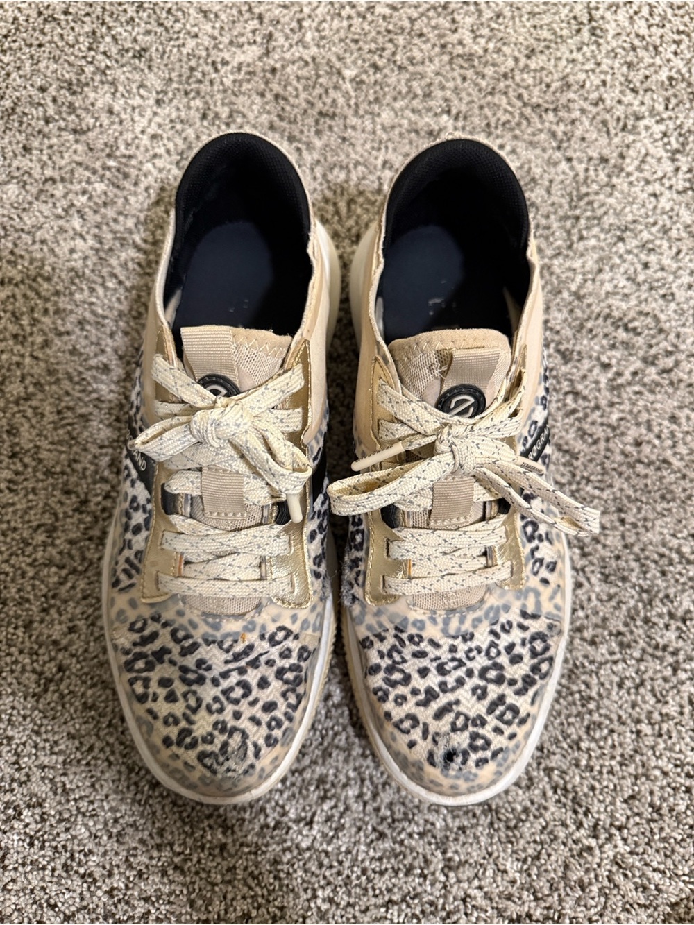 Vero Moda Beige Leopard Print Athletic Sneakers